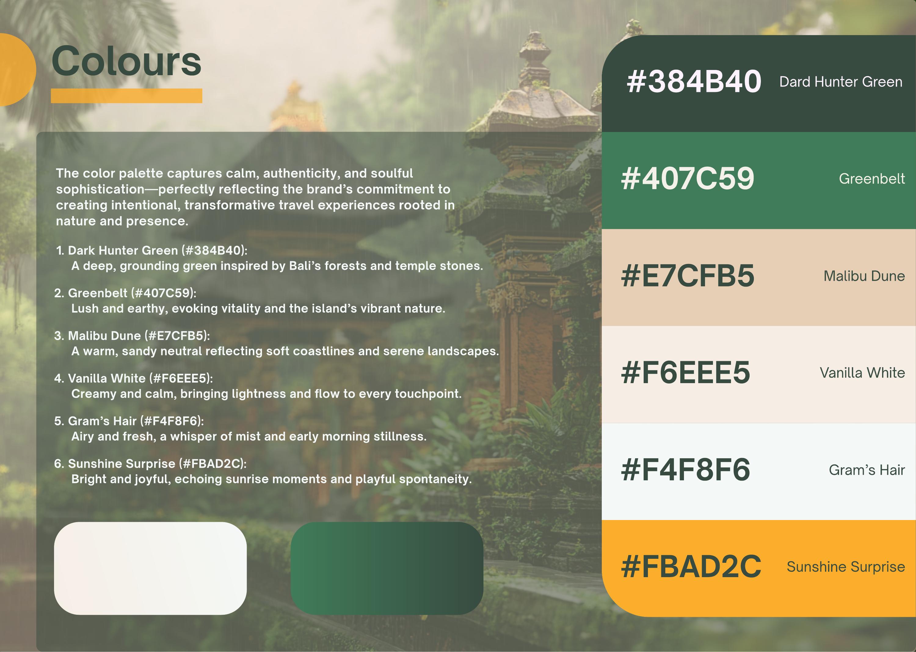 Baliwithflow documented colour palette page
