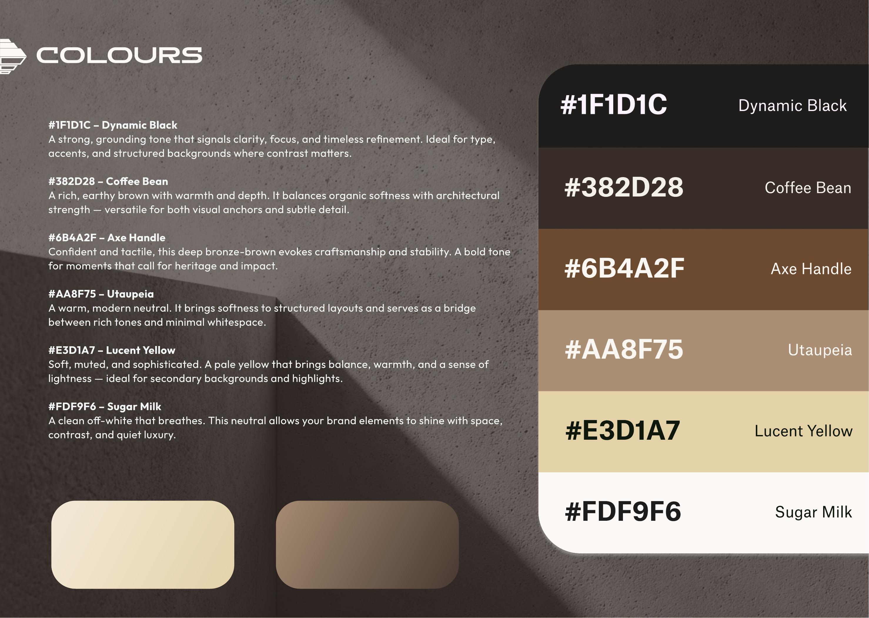 CZA Bouwbedrijf documented colour palette page