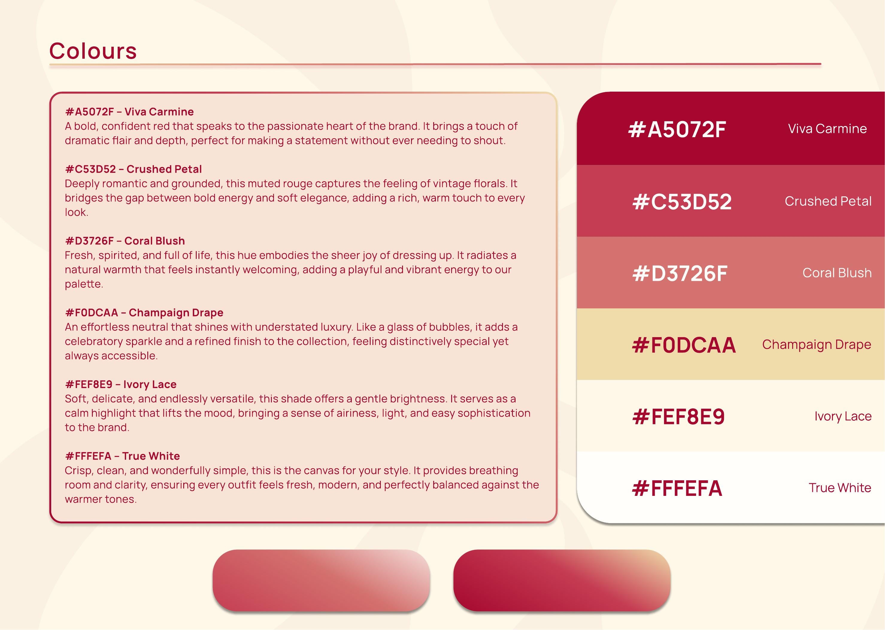 Viva Fashion documented colour palette page